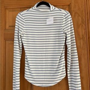 NWT American Eagle Outfitters Navy Striped Long Sleeve Mock neck Tee